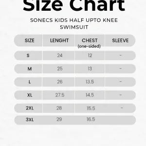 SONECS Kids UpToKnee Swim Suit All Black | Half Sleeve Zipper Swimwear