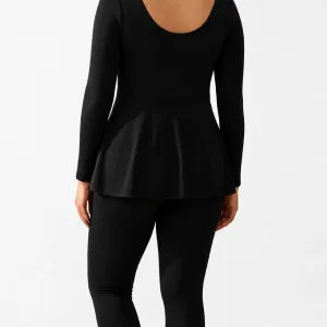 SONECS Women’s Frill 2Pc Swim Suit Black | Full Sleeves Modest Swimwear