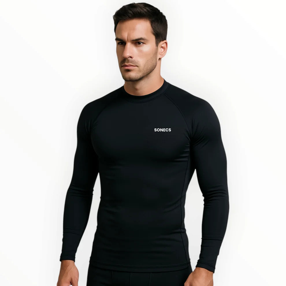 SONECS Men’s Swimming Rashguard T-Shirt Black | UV Protection Swimwear
