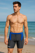SONECS Men’s Elite Lycra Swimming Shorts Dark Blue Black | Quick Dry Swimwear