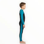 SONECS Boys Full Length 1Pc Swimsuit – Black/Teal Blue Kids Swimwear
