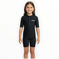 SONECS Kids UpToKnee Swim Suit All Black | Half Sleeve Zipper Swimwear