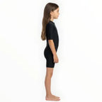 SONECS Kids UpToKnee Swim Suit All Black | Half Sleeve Zipper Swimwear