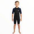 SONECS Kids UpToKnee Swim Suit Black Navy | Half Sleeve Zipper Swimwear
