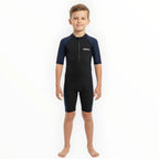 SONECS Kids UpToKnee Swim Suit Black Navy | Half Sleeve Zipper Swimwear