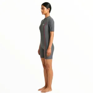 SONECS Women’s BoyLeg Swimsuit Black Grey | Athletic One Piece Swimwear