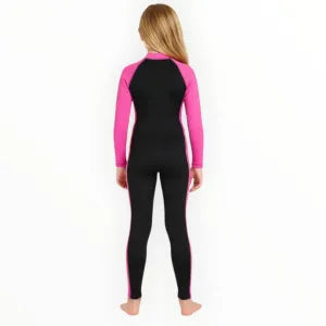 SONECS Girls Full Length 1Pc Swimsuit Black Pink | Kids UV Protection Swimwear
