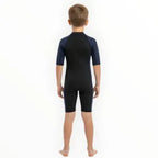 SONECS Kids UpToKnee Swim Suit Black Navy | Half Sleeve Zipper Swimwear