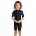 SONECS Kids UpToKnee Swim Suit Black Navy | Half Sleeve Zipper Swimwear