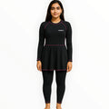 SONECS Women’s Modest Frill 1Pc Swim Suit Black Pink | Full Coverage Swimwear
