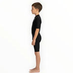 SONECS Kids UpToKnee Swim Suit All Black | Half Sleeve Zipper Swimwear
