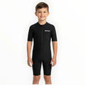 SONECS Kids UpToKnee Swim Suit All Black | Half Sleeve Zipper Swimwear