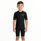 SONECS Kids UpToKnee Swim Suit All Black | Half Sleeve Zipper Swimwear