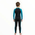 SONECS Boys Full Length 1Pc Swimsuit – Black/Teal Blue Kids Swimwear