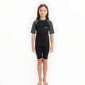SONECS Kids UpToKnee Swim Suit – Half Sleeve Zipper Swimwear Black/Grey