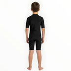 SONECS Kids UpToKnee Swim Suit All Black | Half Sleeve Zipper Swimwear