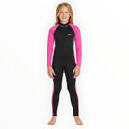 SONECS Girls Full Length 1Pc Swimsuit Black Pink | Kids UV Protection Swimwear