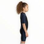 SONECS Kids UpToKnee Swim Suit Black Navy | Half Sleeve Zipper Swimwear