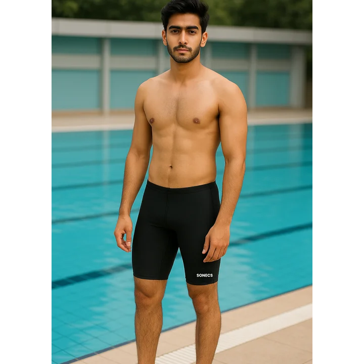 SONECS Basic Men’s Swim Shorts Black | Quick Dry Swimming Jammers
