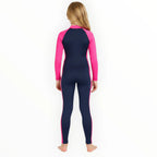 SONECS Girls Full Length 1Pc Swimsuit Navy Blue Pink | Kids UV Protection Swimwear